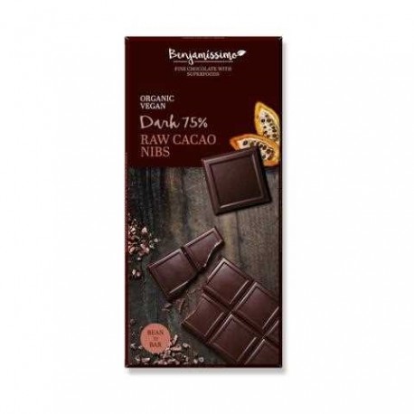 CHOCOLATE NEGRO 75% NIBS 70G ECO BENJAMISSIMO