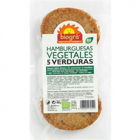 HAMBURGUESA VEGETAL  5 VERDURAS 160G ECO BIOGRA