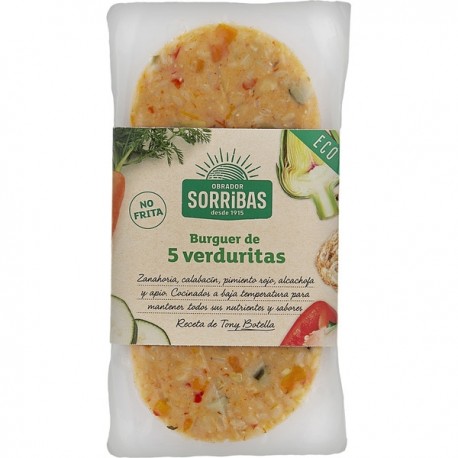 HAMBURGUESA 5 VERDURAS NO FRITA 160G ECO SORRIBAS