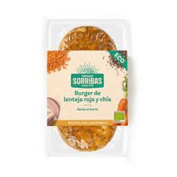 HAMBURGUESA LENTEJA ROJA Y CHIA ECO 160G  SORRIBAS