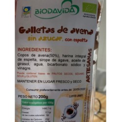 GALLETAS AVENA SIN AZUCAR 200G ECO BIODAVIDA